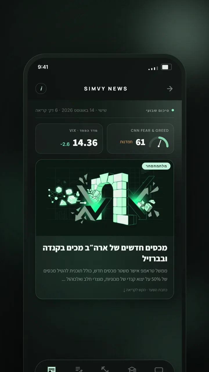 Simvy News: חדשות השוק בעברית